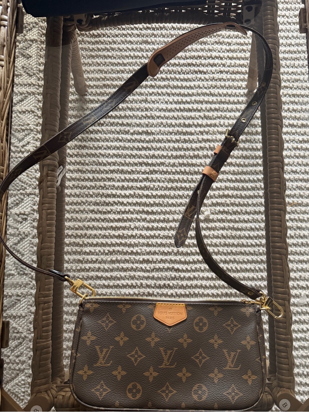 Monogram Canvas Crossbody Pochette with Natural Vachetta Trim